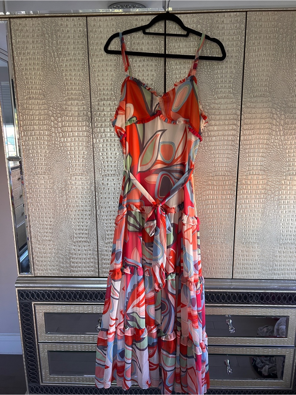 Target Multicolor Abstract Print Tiered Maxi Dress